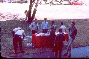 Behind table/January, 1967 Burt Burton(left, Pres.1966)Bob Ireland(right, Pres.1967)