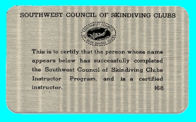 Original Stainless Steel SCIP Instructor Card