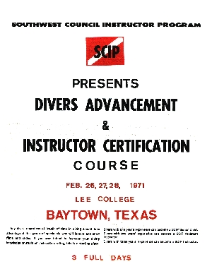 SCIP Divers Advancement & Instructor Certification Course Promotional Flyer